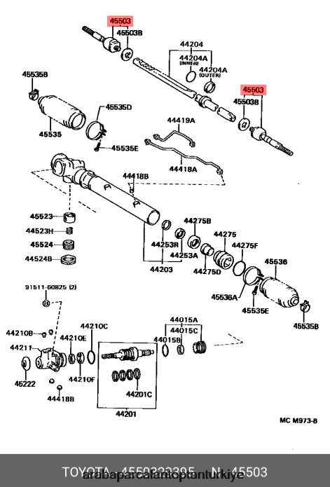 DAIHATSU rotbaşı 45503-29395 direksiyon kremayeri ucu alt aksamı 2PR04D349 - Araba Parçaları Toptan Türkiye